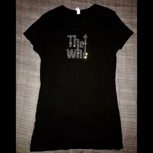 The WHO (the band) Tshirt womens Juniors sz L logo in Sparkling Crystals NEW